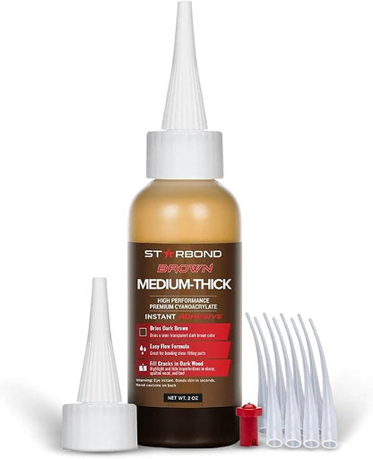 STARBOND 2 oz. Dark Brown Medium-Thick CA Glue Knot Filler 500 CPS Viscosity by STARBOND
