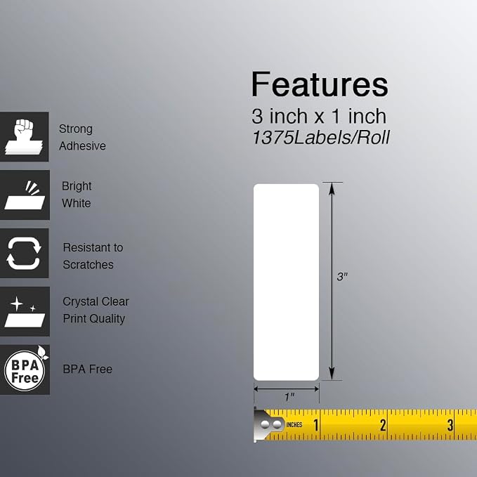 BETCKEY - 3" x 1" Address Removable Film Label - Durable Waterproof - Compatible - Image 2