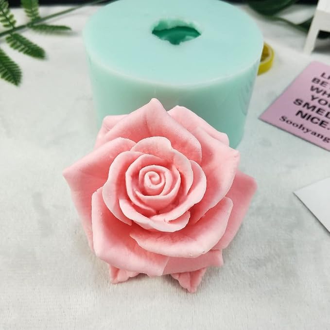 GreatMold 3D Blossom Rose Soap Mold Candle Mould Epoxy Resin Flower Crafts - Image 2