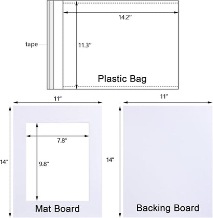 Egofine Pack of 25 White Pre-Cut Mat Board 11x14 Picture Mat - Image 4
