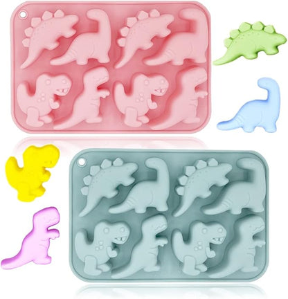 2 Pack Cute Dinosaur Silicone Molds 3D Dinosaur Themed Baking Mould Tray DIY by BENEKIY