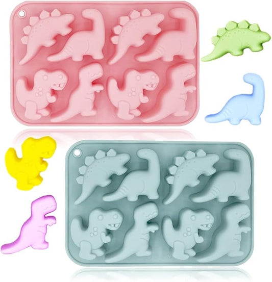 2 Pack Cute Dinosaur Silicone Molds 3D Dinosaur Themed Baking Mould Tray DIY by BENEKIY