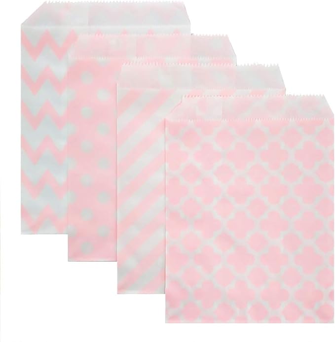 KEYYOOMY 200 Pcs Light Pink Candy Buffet Bags Small Cookie Bags Polka Dot Paper by KEYYOOMY