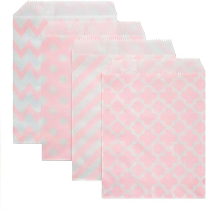 KEYYOOMY 200 Pcs Light Pink Candy Buffet Bags Small Cookie Bags Polka Dot Paper by KEYYOOMY