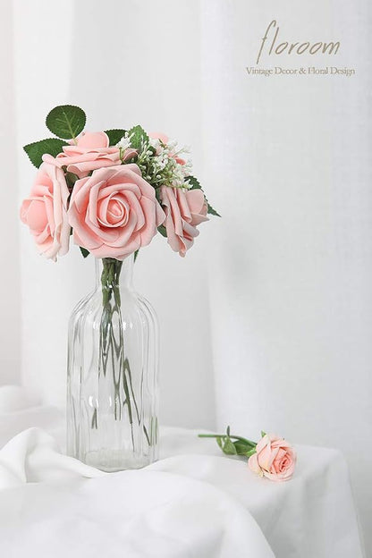 Floroom Artificial Flowers 25pcs Realistic Peach Pink Foam Fake Roses - Image 6