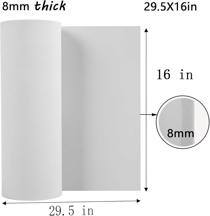 AMZQNART EVA Foam 8mm, Cosplay Foam 16x29.5 inch White, High Density 90 kg/m³ - Image 2