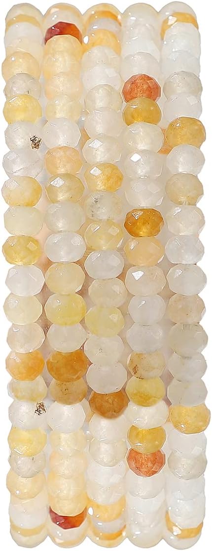 Natural Yellow Jade Beads 4x2mm 120pcs Faceted Rondelle Loose Semi Gemstone - Image 2