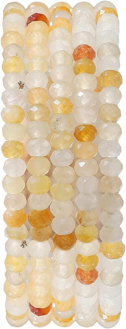 Natural Yellow Jade Beads 4x2mm 120pcs Faceted Rondelle Loose Semi Gemstone - Image 2