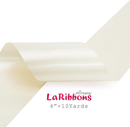 LaRibbons Ivory Satin Ribbon 4 Inch 10 Yards Double Faced Luxury White Cream - Image 5