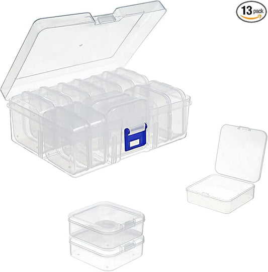 13 Pieces Small Plastic Craft 0rganizers and Storage, Transparent Box by Letken
