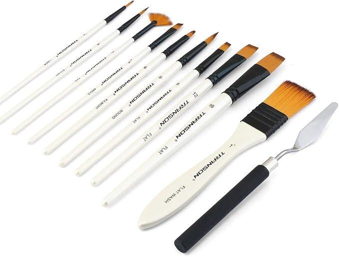 Transon Paint Brush Kit 10pcs Art Brushes and 1 Paint Spatula - Image 3