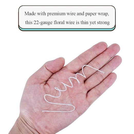 HAHIYO 18Gauge White Paper-Wrapped Metal Floral Wire 14 Inches, 70 Pack - Image 4