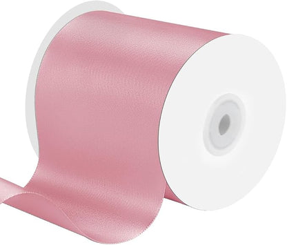 4 Inches x 25 Yards Polyester Satin Ribbon, Solid Color White Satin Ribbon by KMERLIFE
