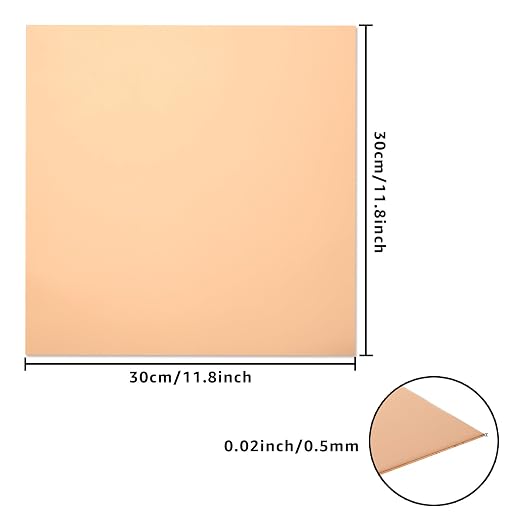2PCS Pure Copper Sheet 12”x 12”x 0.02”, 24 Gauge Thickness, 99.9% Cu Metal - Image 2