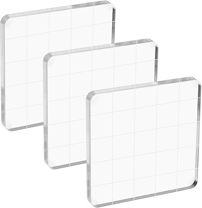 PATIKIL Acrylic Stamp Block, 3 Pack Stamping Block Square Shape by PATIKIL