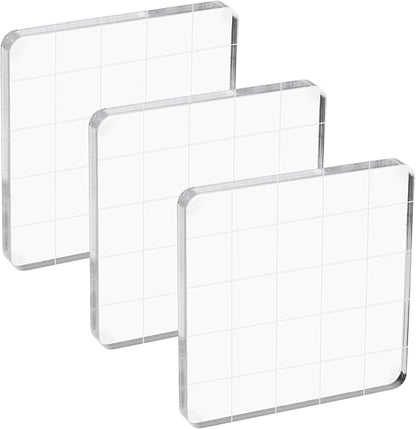 PATIKIL Acrylic Stamp Block, 3 Pack Stamping Block Square Shape by PATIKIL