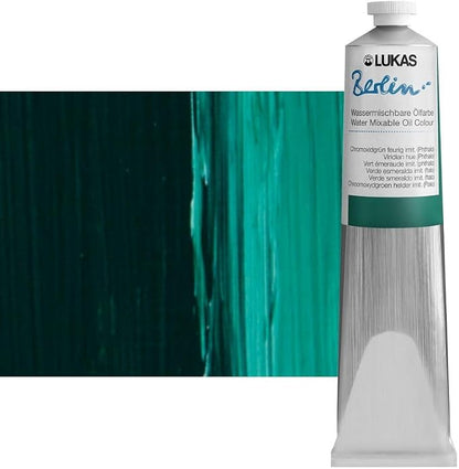 Lukas Berlin Pro Artists Water Mixable Oil Paint 200 ml Tube Viridian Hue - Image 7