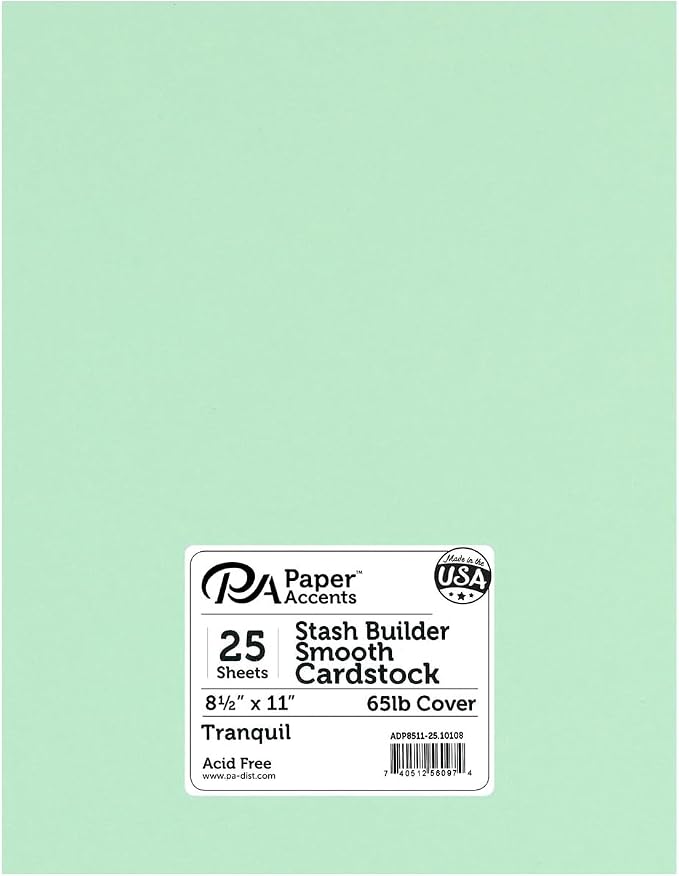 PA Paper Accents Stash Builder Cardstock 8.5" x 11" Tranquil, 65lb colored by AccentDesignsPaperAccents
