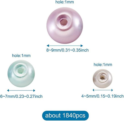 About 1840Pcs 4/6/8mm Glass Pearl Beads Pearlized Beads Multi Colors Round - Image 4