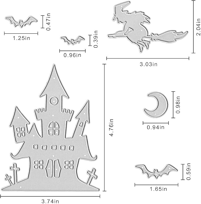 Metal Die Cuts Halloween Castle Witch Bat Cutting Dies Embossing Stencil - Image 3