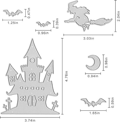 Metal Die Cuts Halloween Castle Witch Bat Cutting Dies Embossing Stencil - Image 3