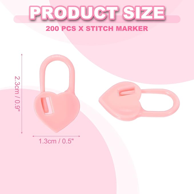 uxcell 200pcs Stitch Markers for Crocheting, Heart Shaped Crochet Marker Needle - Image 2