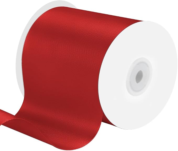 4 Inches x 25 Yards Polyester Satin Ribbon, Solid Color White Satin Ribbon by KMERLIFE