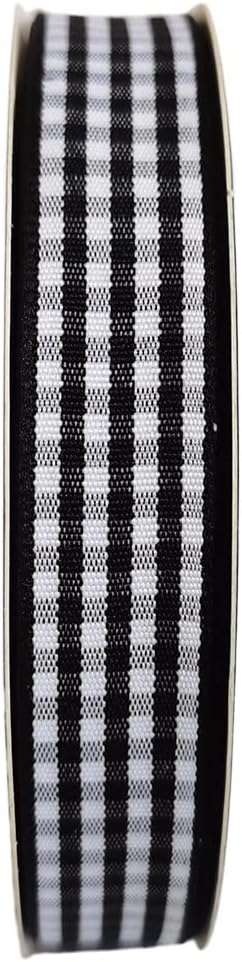 Black and White Wovon Edge Gingham Ribbon 25 Yard Each Roll 100% Polyester - Image 3