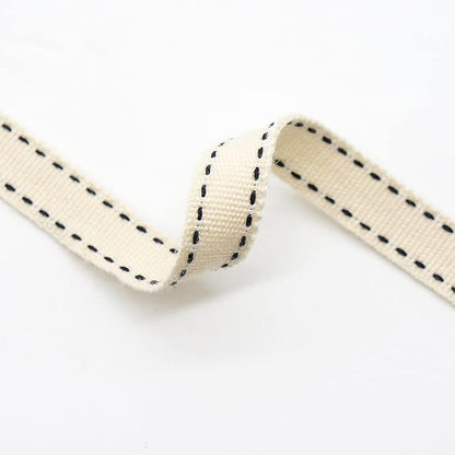 CT CRAFT LLC Ivory Cotton Black Stitched Ribbon 3/8" x 10 Yards - Image 5
