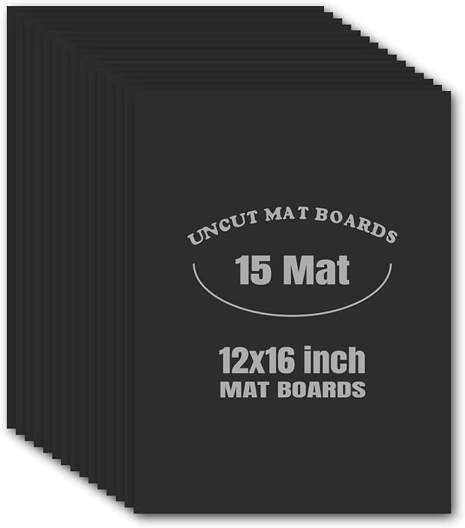 AUEAR, 15 Pack 12x16 Uncut Matte Boards Black Photo Mat Board Great by AUEAR