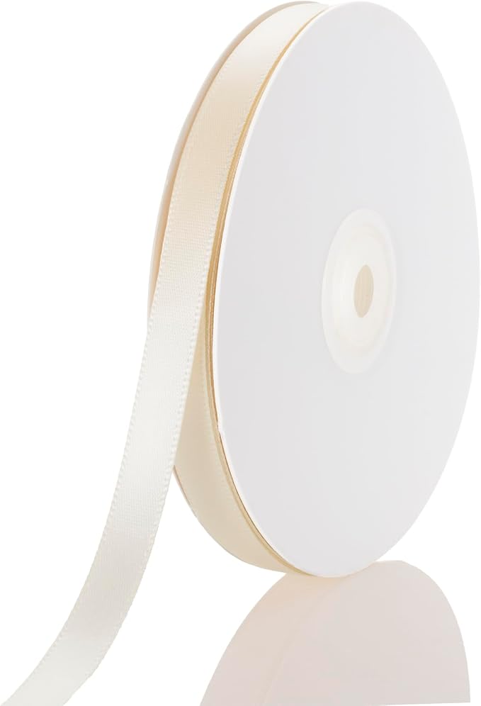 3/8 Inch Ivory Ribbon, 50 Yards Craft Polyester Satin Ribbon Perfect by Unknown