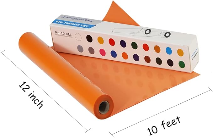 guangyintong Heat Transfer Vinyl Orange HTV Rolls, Matte Surface Orange HTV - Image 4