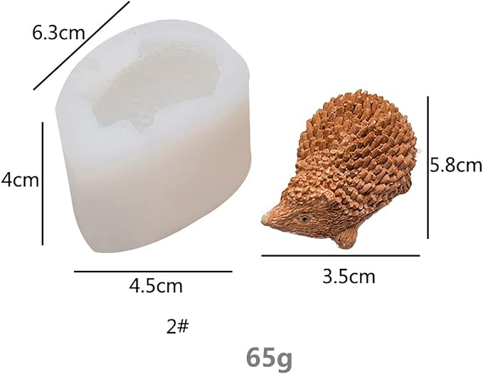 Cute 3D Hedgehog Scented Candle Mold 2 Pack Hedgehog Mold Silicone Mold - Image 6