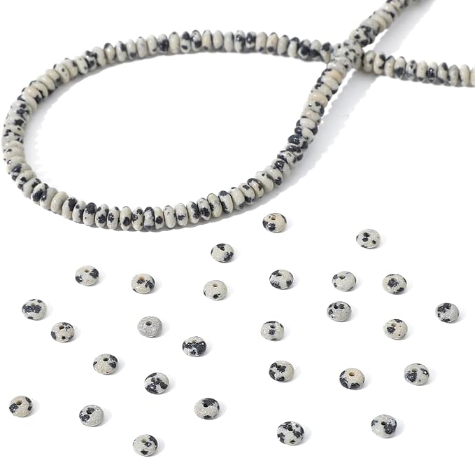 Natural Dalmatian Disk Stone Beads 4x2mm 160pcs Rondelle Loose Semi Gemstone - Image 6