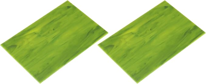 MECCANIXITY 2 Pcs Stained Glass Sheet Mosaic Tile 7.9 Inch x 5.9 Inch Green by MECCANIXITY