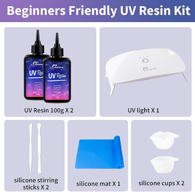 UV Resin Kit 200g with UV Light, Hard Type UV Resin Kit, Upgraded Formula & - Image 2