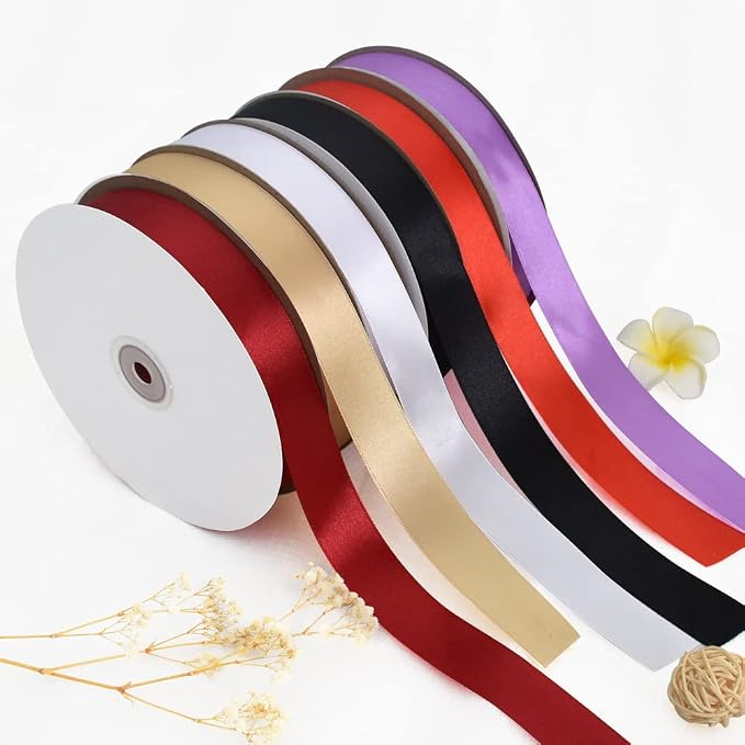 TONIFUL 1 Inch x 100yds White Satin Ribbon, Thin Solid Color Satin Ribbon - Image 6