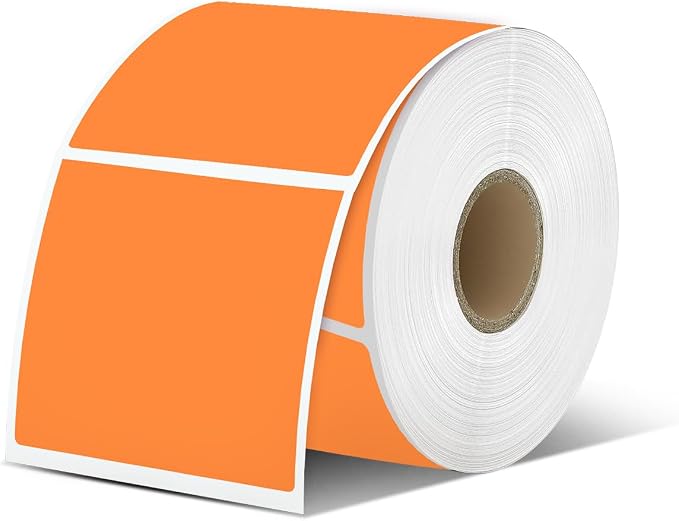 iEager Orange Square Thermal Label Stickers, 500 Sheets/Roll by iEager