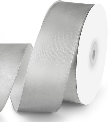 KMER LIFE 1-1/2" Wide x 50 Yards Silvery Single Faced Polyester Satin Ribbon by KMERLIFE