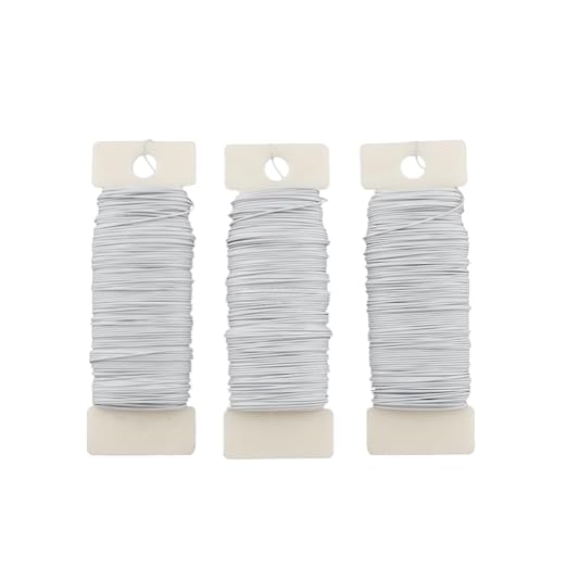HAHIYO 22Gauge White 3Roll Total 115Yards Metal Floral Wire Flexible Paddle Wire by HAHIYO