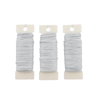 HAHIYO 22Gauge White 3Roll Total 115Yards Metal Floral Wire Flexible Paddle Wire by HAHIYO