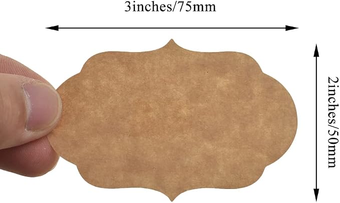 HAHIYO 3*2Inches 150Pcs Natural Brown Kraft Sticker Rectangles of 3 different - Image 4