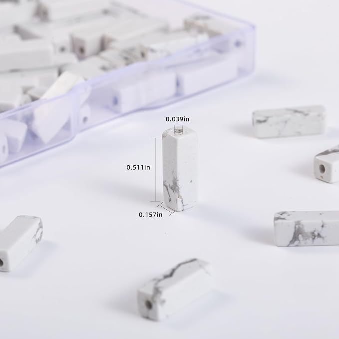 Natural White Turquoise Rectangle Tube Beads 4x13mm 38cm/str Loose Semi - Image 3
