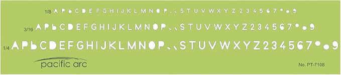 Pacific Arc - Standard Lettering Guide Template - 1/8", 1/4" - Drawing Aid by PacificArc