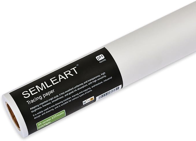 SEMLEART Artit's Tracing Paper roll, 32lb/50gsm, 34 inch x 25 Yard, Translucent by SEMLEART