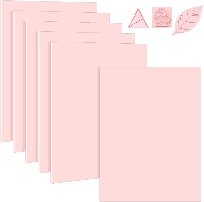 6 Pack 8''x10'' Pink Rubber Stamp Carving Blocks Soft Carving Blocks by Oopsu