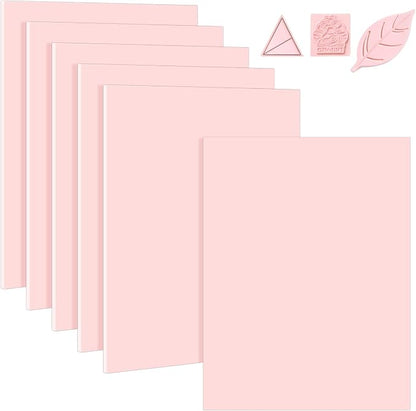 6 Pack 8''x10'' Pink Rubber Stamp Carving Blocks Soft Carving Blocks by Oopsu