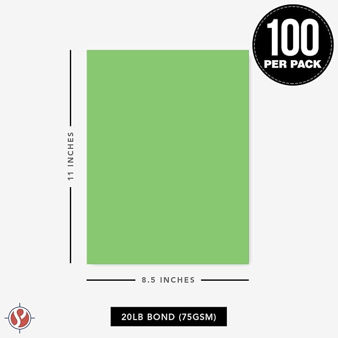 8.5 x 11" Lime Green Color Paper Smooth, - Image 6