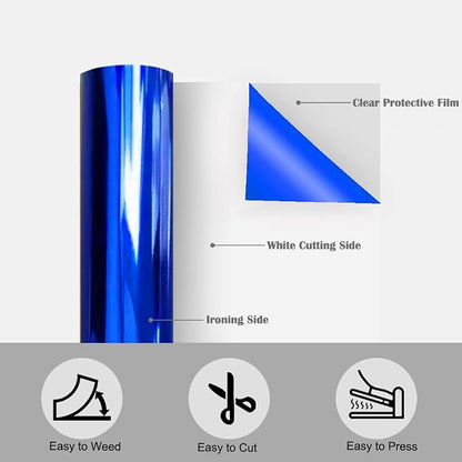 Tvinyl Warehouse Blue Foil HTV Heat Transfer Vinyl Roll 12" x 6FT - Image 3