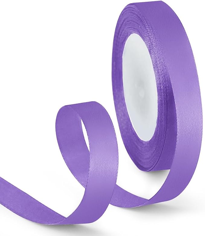 5/8 Inch 25 Yards Satin Ribbon Light Purple, Solid Color Fabric Ribbon by HimBen